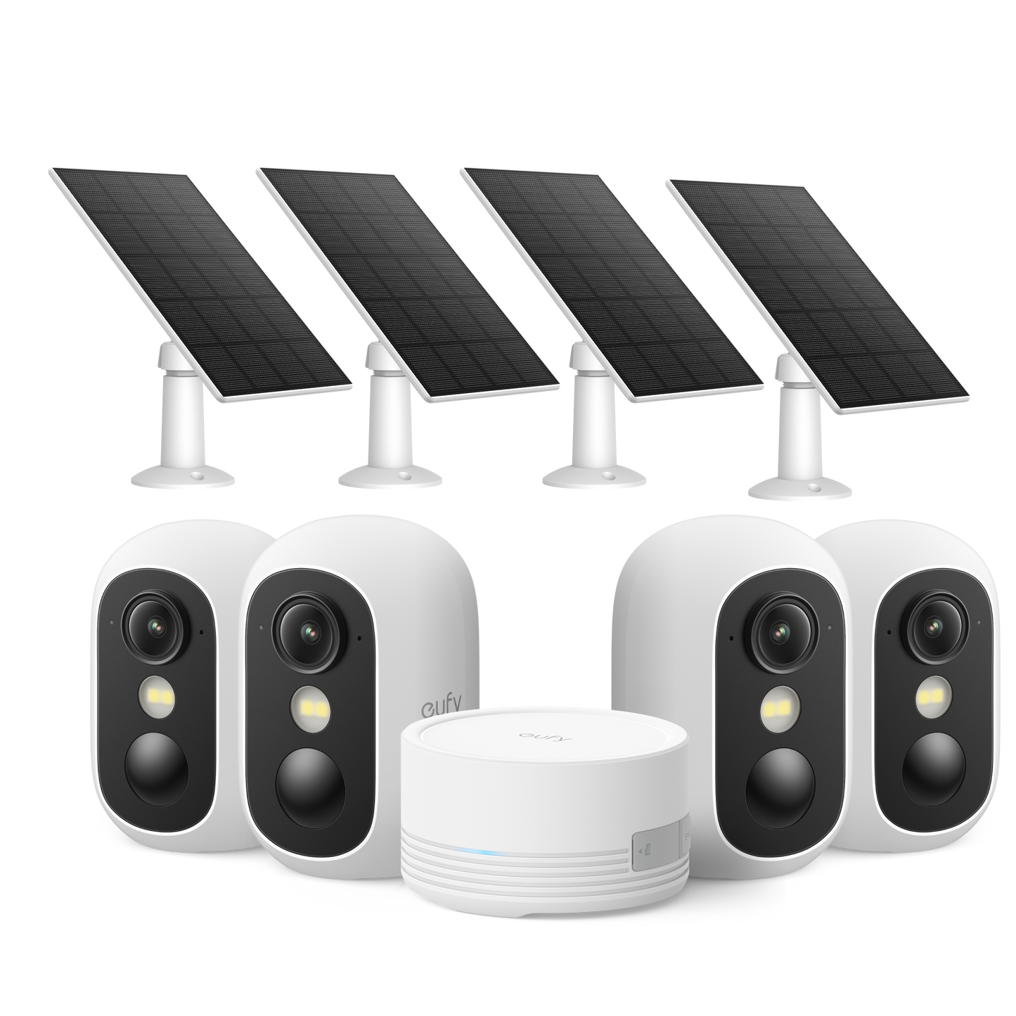 eufy Security eufyCam C35 Kit di 4 Cam wireless interna/esterna+Pannello FV eufy C10 (3W)