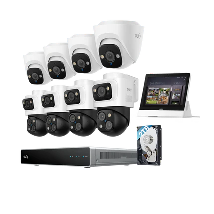 Sistema di Sicurezza eufy PoE NVR S4 Max+Sistema di Sicurezza NVR PoE eufy E41x4 +Smart Display