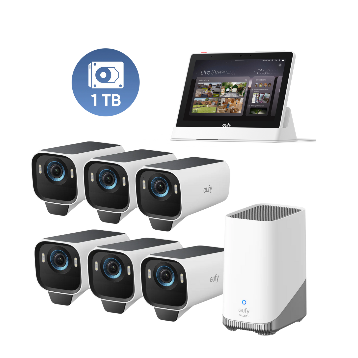 Kit da 6 telecamere eufyCam S3 Pro+eufy Smart Display+1TB Hard Drive