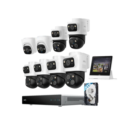 Sistema di Sicurezza eufy PoE NVR S4 Max+eufy PoE Bullet-PTZ Cam S4x2+Sistema di Sicurezza NVR PoE eufy E41x2+Smart Display