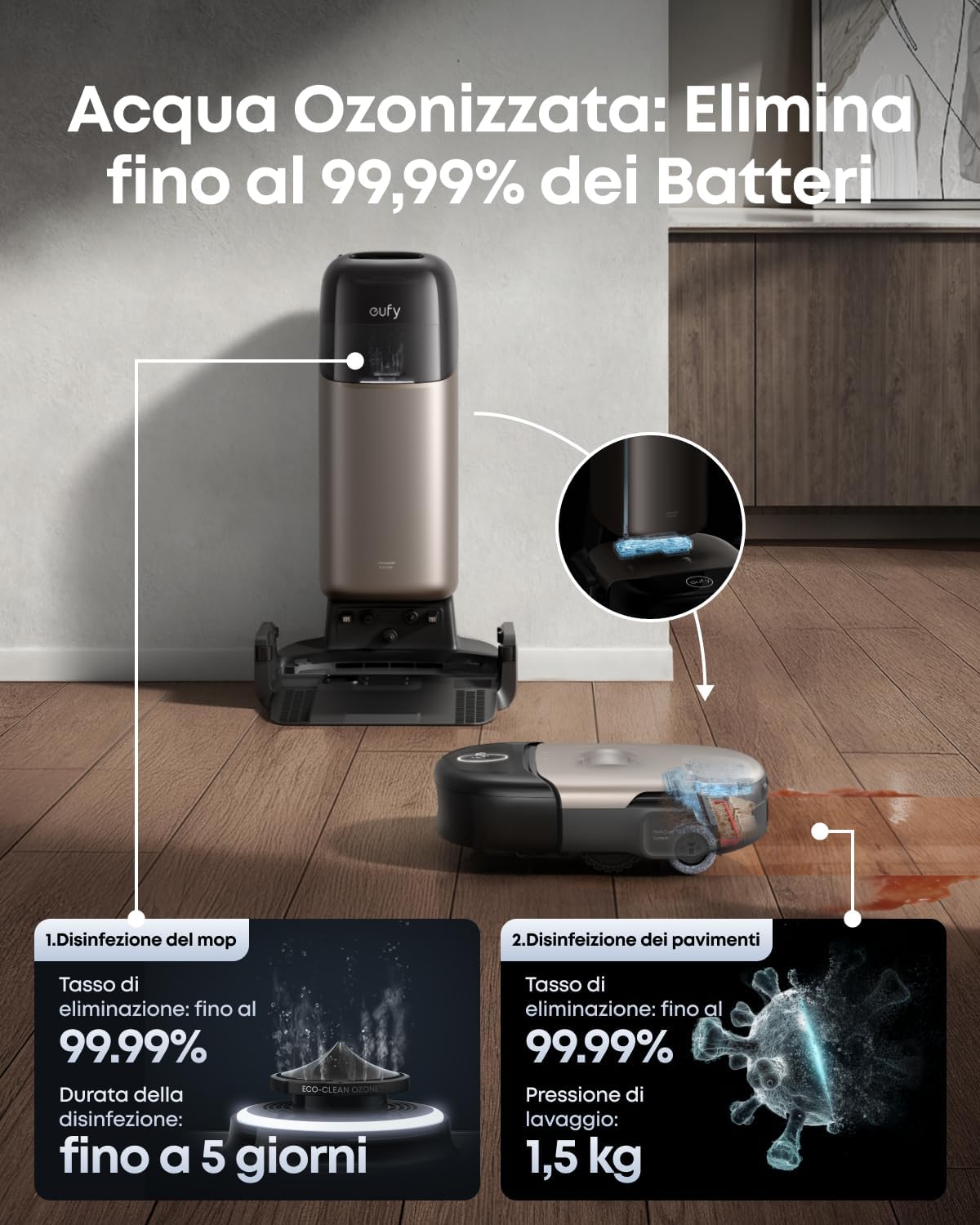 eufy HydroJet S2 robot aspirapolvere e lavipavimenti+eufy S2 Kit di accessori di ricambio
