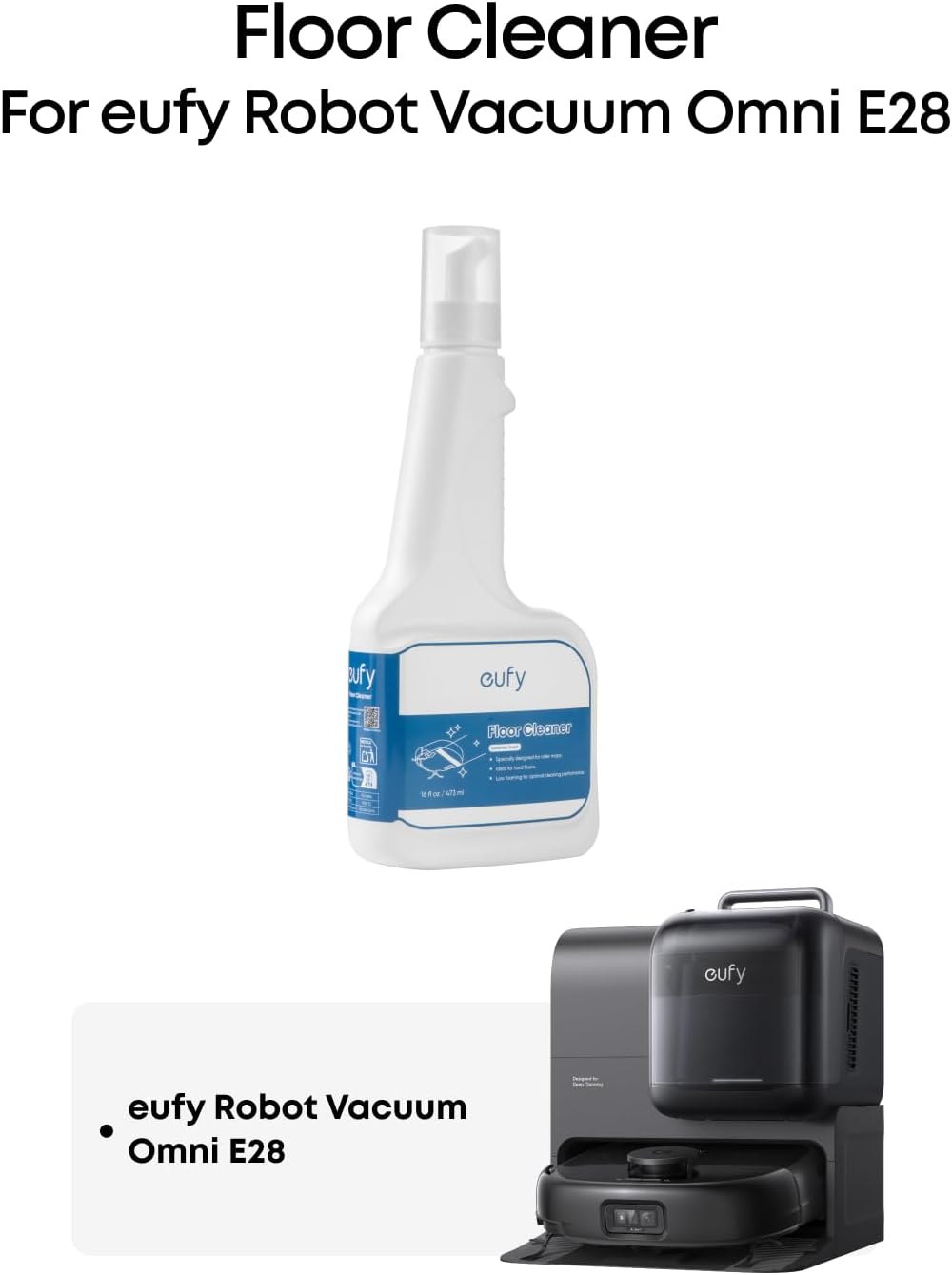 Soluzione di Pulizia per Pavimenti eufy Robovac , Pronta all'Uso, 473 ml, Detergente per Pavimenti, Sicuro, Compatibile con E28