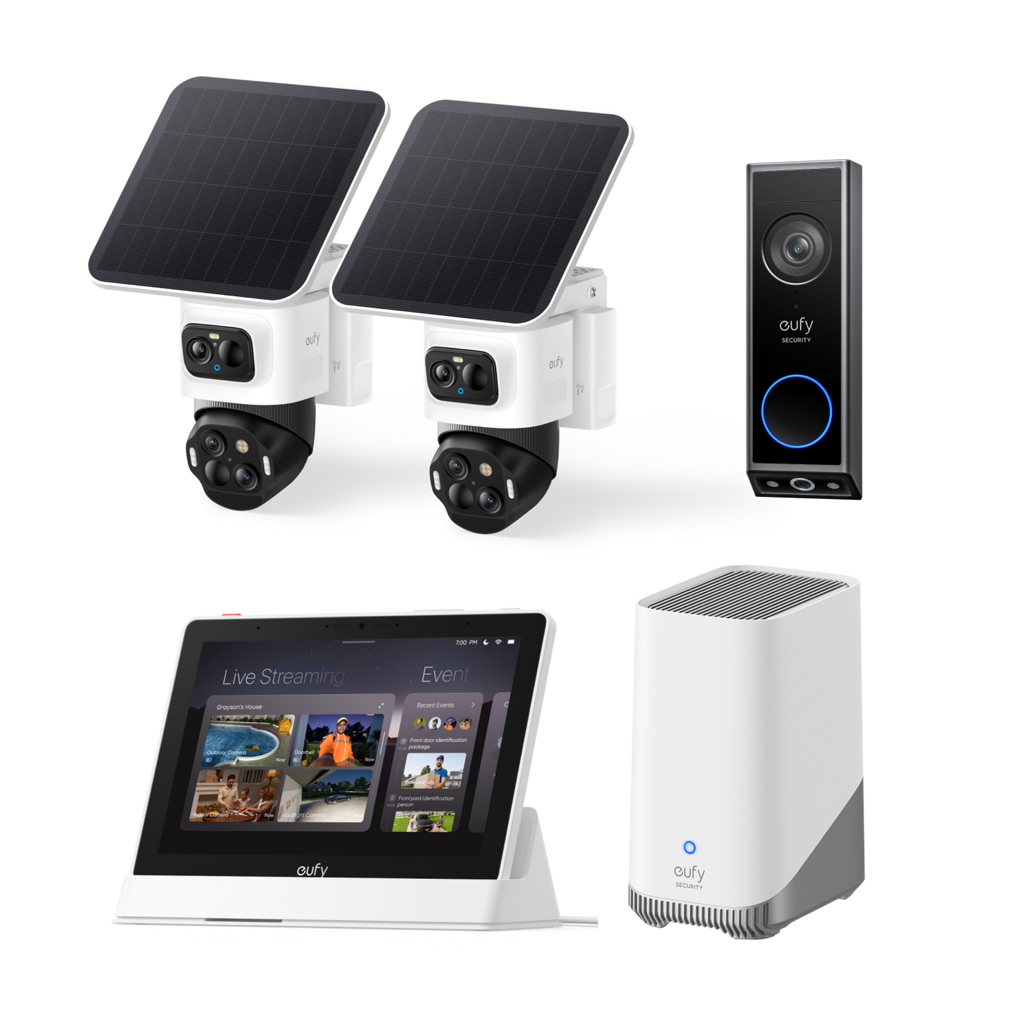 eufyCam S4 Kit 2 Telecamere(HomeBase S380)+Videocitofono E340+Smart Display