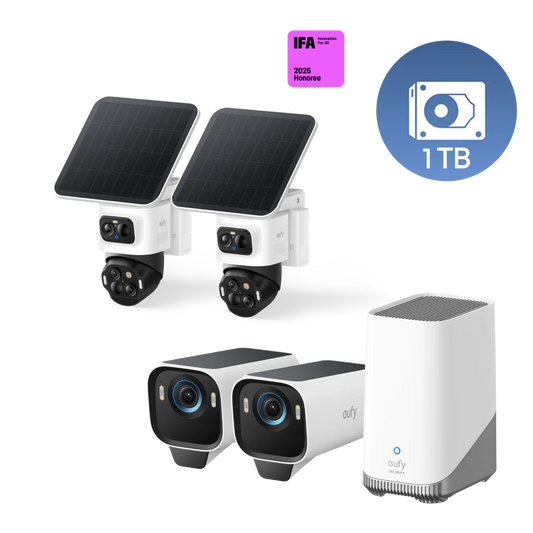 eufyCam S4 Kit 2 Telecamere(HomeBase S380)+S3 Pro telecamera aggiuntiva (pacchetto 2 cam)+1TB Hard Drive
